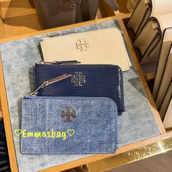 Tory Burch Britten Zip Card Case 180075 Oceanside $160 - Picture 6 of 6